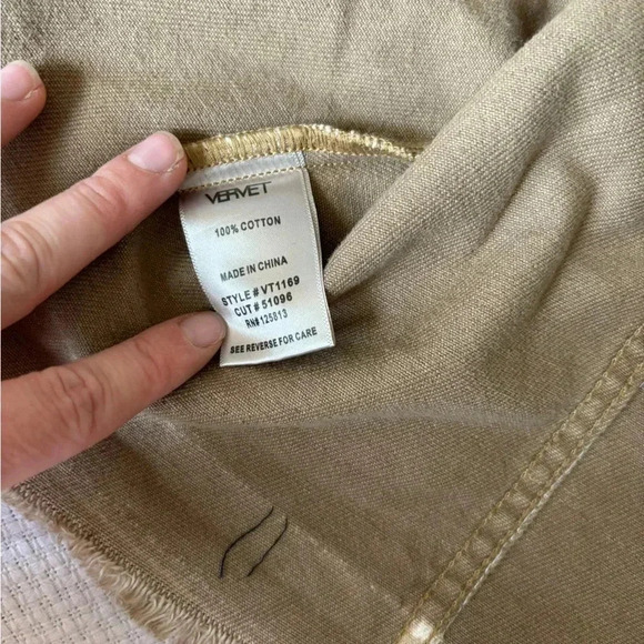 Vervet Jean Jacket Women’s S Tan Cropped Oversized Boho Embroidered western fall - Picture 3 of 5
